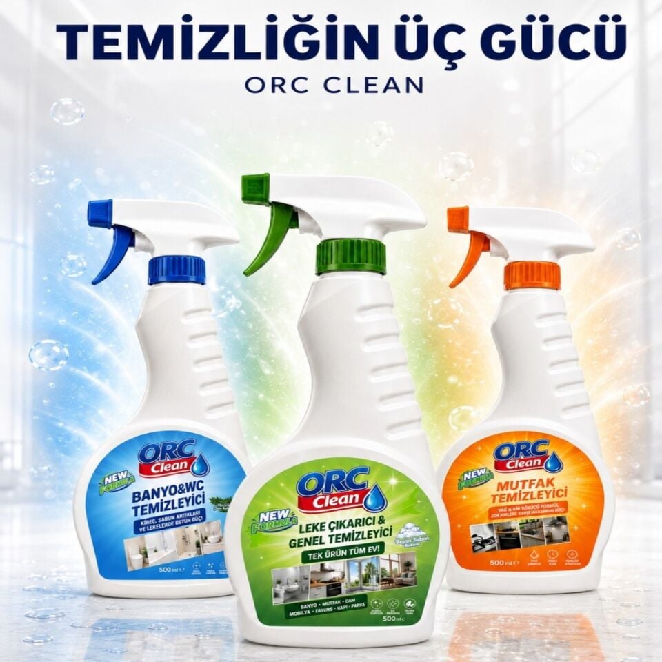 3'lü Temizlik Seti | Leke Çıkarıcı & Genel Temizleyici + Banyo & WC Temizleyici + Mutfak Temizleyici